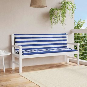 Cuscini Panca Giardino 2pz Righe Bianche Blu 150x50x7cm Tessuto /