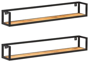 Mensole A Muro 2 Pz 120 Cm İn Legno Massello Di Acacia /
