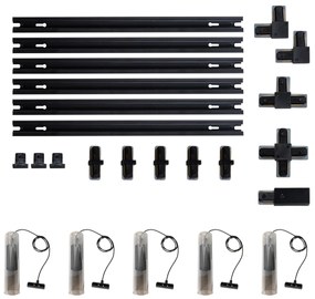 Sistema di illuminazione su binario moderno con 5 faretti a sospensione neri monofase - Iconic Lloyd