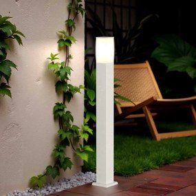 Paletto da Giardino 100cm Acciaio Inox BIANCO Squadrato IP54 Base E27
