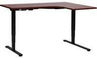 Scrivania elettrica regolabile ad angolo retto moderna a forma di L 160 x 59 cm Piano in legno scuro e base nera lato destro stile moderna