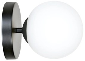 Applique A 1 Luce Bior In Acciaio Nero E Sfera In Vetro Bianco