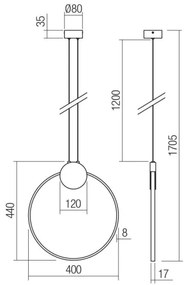 Redo 01-3106 - Lampadario LED a sospensione con filo ATOM LED/11W/230V diametro 40 cm