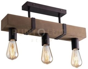 Plafoniera texas legno antichizzato e metallo marrone  3 luci attac...