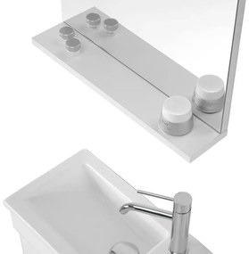 Mobile sospeso salvaspazio 45 cm bianco lucido profondo 25 con specchio Mini
