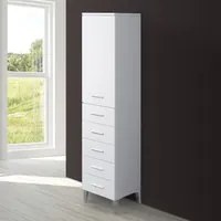 Colonna Bagno Bianca Porta Asciugamani H.154 Multiuso Con 5 Cassetti