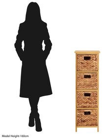 Cassettiera alta in legno massiccio di pavlovnia in colore naturale 32x100 cm - Premier Housewares