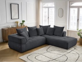 Divano angolare grigio scuro (penisola a destra/a L) con rivestimento in ciniglia Whesley – Bobochic Paris