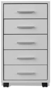 Cassettiera da Ufficio con Rotelle 5 Cassetti Bianca