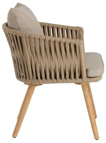 Kave Home - Sedia Hemilce in corda beige e gambe in legno massello di acacia 100% FSC