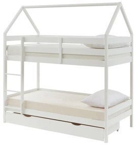Letto a castello capanna 2 x 90 x 190 cm 2 cassetti Abete Bianco - CHORI