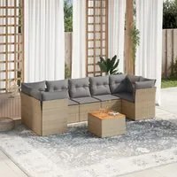 Set Divano da Giardino 6 pz con Cuscini Beige Misto Polyrattan 3255842