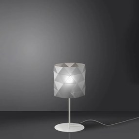 Lampada Da Tavolo Moderna 1 Luce Prisma In Polilux Silver H36 Made In Italy