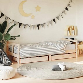 Giroletto Bambini Con Cassetti 80x200 Cm Legno Massello Di Pino /