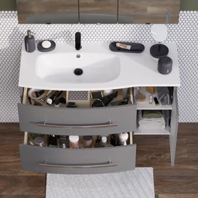 Mobile da bagno sotto lavabo SENSEA Perla grigio laccato opaco L 111.2 x H 53.7 x P 47.5 cm 2 cassetti 1 anta, lavabo non incluso