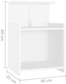 Comodino Bianco 40x35x60 cm in Legno Multistrato
