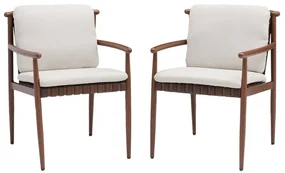 Poltrona da giardino con cuscino beige e braccioli Retro NATERIAL, struttura in alluminio marrone seduta in rattan sintetico marrone, L 60 x H 82.5 x P 66 cm, set da 2 pezzi