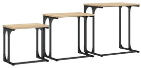 Tavolini Impilabili 3 pz Rovere Sonoma in Legno Multistrato