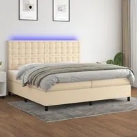 Letto a Molle Materasso e LED bianco 200x200cm in Tessuto 3135226