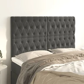 Testiera 4 Pz Grigio Scuro 80x7x78/88 Cm İn Velluto /