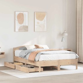 Letto Senza Materasso 140x200 Cm İn Legno Massello Di Pino /
