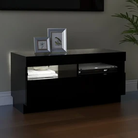 Mobile porta tv con luci led nero 80x35x40 cm