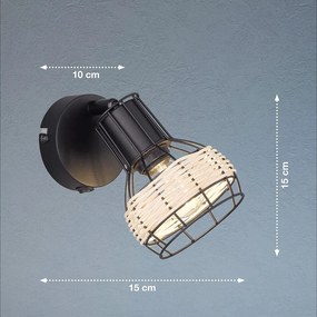 Lampada da parete nera Straw – Fischer &amp; Honsel