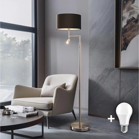 Eglo - Lampada da terra LED TUNJA 1xE27/60W/230V + LED/2,1W Ø 38 cm cromo/marrone