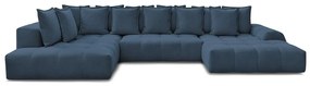Divano angolare blu scuro allungabile e con contenitore (penisola a sinistra/a U) con rivestimento in ciniglia Everest – Bobochic Paris
