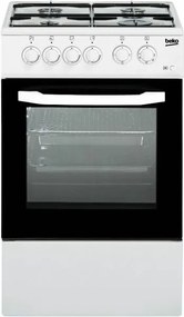 Beko - Cucina a Gas 4 Fuochi e Forno Elettrico 54 Lt CSS42014FW (L50xP50) Con Coperchio Colore Bianco