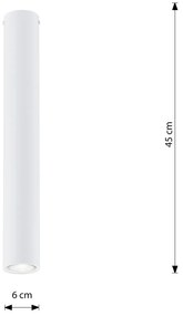 Plafoniera Moderna Faretto Marduk 1 Luce Acciaio Bianco 45 Cm