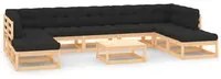 Set Salotto Giardino 10pz Cuscini Antracite Legno Massello Pino 3083889