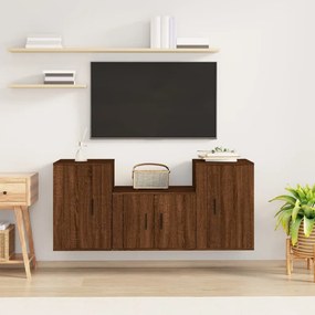 Set Mobili Porta Tv 3 Pz Rovere Marrone İn Legno Multistrato /