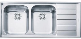 Lavello integrato 2 vasche con gocciolatoio a destra FRANKE Neptune inox L 51 x L 116 cm argento