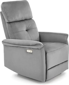 Poltrona reclinabile Semir in velluto grigio - H108 cm