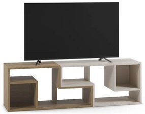 Mobile TV angolare bianco/di colore naturale con effetto rovere 145x45x35 cm Glina – Marckeric
