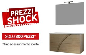 Mobile sottolavabo, lavabo e specchio con illuminazione Monica rovere tabacco L 100 x H 55 x P 46 cm 1 vasca