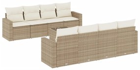 Set divano da giardino 9 pz con cuscini beige in polyrattan