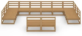 Set divani da giardino 12 pz in legno massello di pino