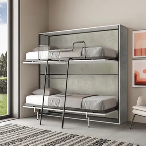 Letto a castello a scomparsa orizzontale NABOR Grigio 200x39xh191 cm