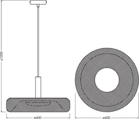 Osram - Lampadario LED a sospensione con cavo DECOR MESH LED/18,5W/230V Ø 40 cm nero/legno di caucciù