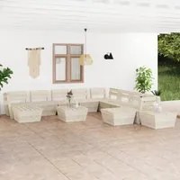 Set Divani da Giardino su Pallet 12 pz in Legno Abete Impregnato 3063734