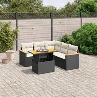 Set Divano da Giardino 6 pz con Cuscini Nero in Polyrattancod mxl 112727