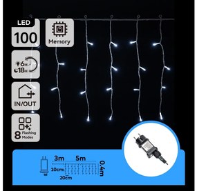 Aigostar - Catena luminosa natalizia LED per esterni 100 LED/8 funzioni 5x0,4m IP44 bianco freddo