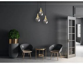 Lampadario a sospensione con filo LACRIMA SMOKY 3xE27/60W/230V diametro 30 cm