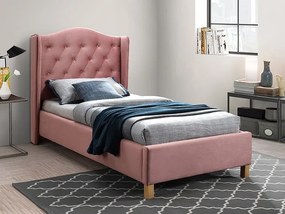 Letto Aspen imbottito in velluto rosa - 90 x 200 cm