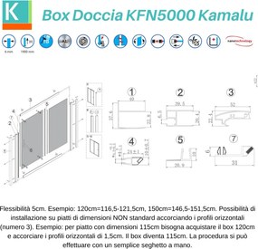 Box doccia nicchia 130cm con telaio colore nero KFN5000 - KAMALU