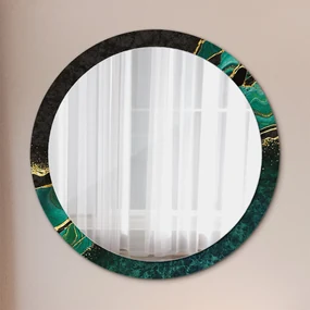 Specchio rotondo cornice con stampa Verde marmo fi 100 cm