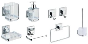 Set di accessori da bagno autoportanti color argento in plastica lucido Quadro - Wenko