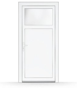 Porta di servizio con finestra, 88x198 cm, PVC, bianco, apertura a destra verso l'interno, modello Arezzo, configura individualmente